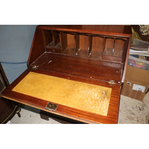 570 - Aged Bureau with Department Slots and Drawers and Leather Covered Writing Top