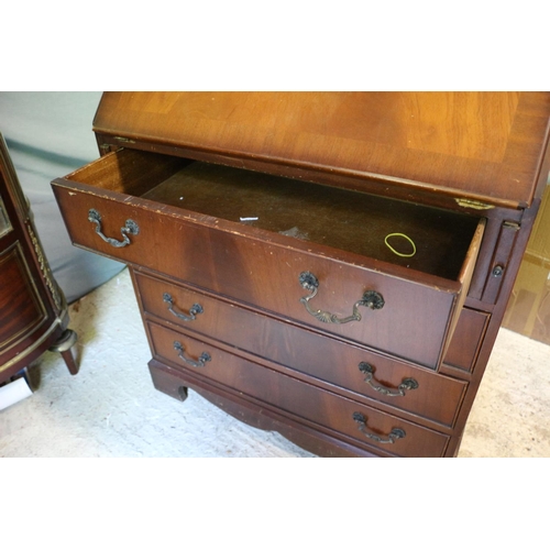 570 - Aged Bureau with Department Slots and Drawers and Leather Covered Writing Top