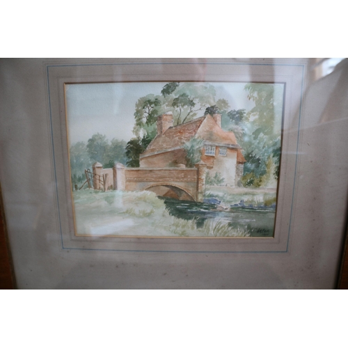 37 - Watercolour of House by River, 63 x 53cm