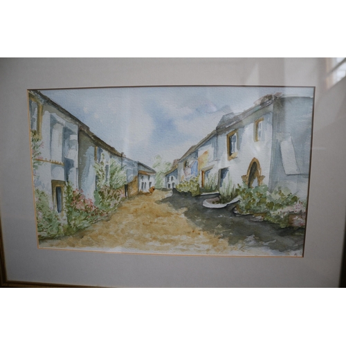 46 - Watercolour of a Street Scene, Signed, Possibly AS. 33 x 45 cm