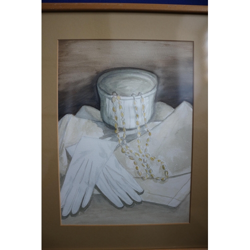 54 - Watercolour Gloves & Necklace, 44 x 35 cm