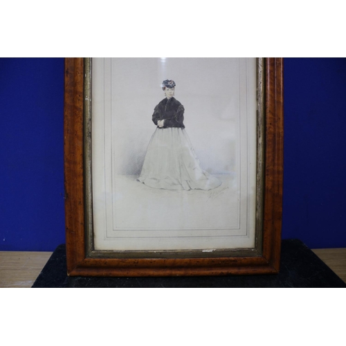 20 - Watercolour of Victorian Lady, Signed A J Walker, 35.5 x 47 cm