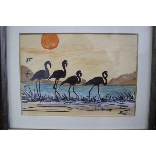 23 - Signed Watercolour Named ’Flamingo’ , 27 x 21cm