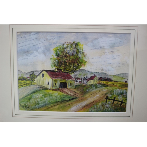 26 - Signed Watercolour of a Farmhouse, 29 x 24cm