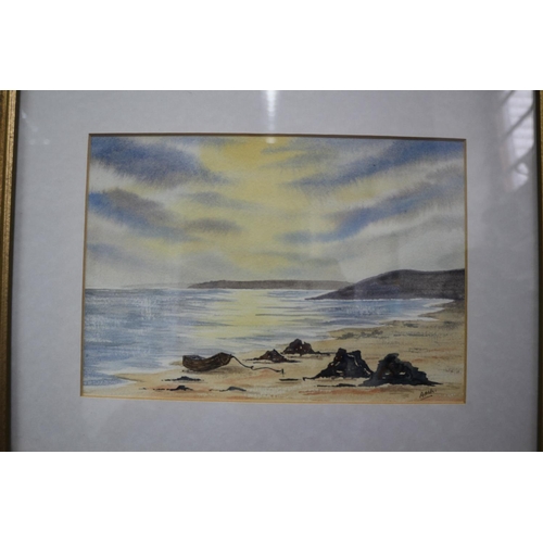 30 - Signed AMH, Watercolour of a Washed Up Beach, 31 x 38cm