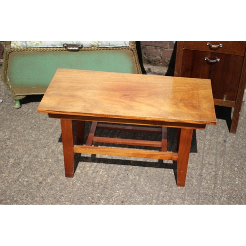 37 - Lloyd Loom Seat, Teak Coffee Table & Sewing Box