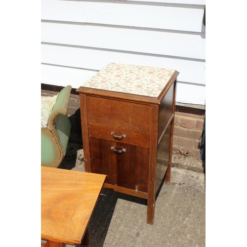 37 - Lloyd Loom Seat, Teak Coffee Table & Sewing Box