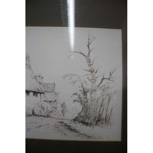 41 - Pencil drawing of ‘Cottages at Blythburg, Suffolk’ , signed David Balder, 54 x 44cm