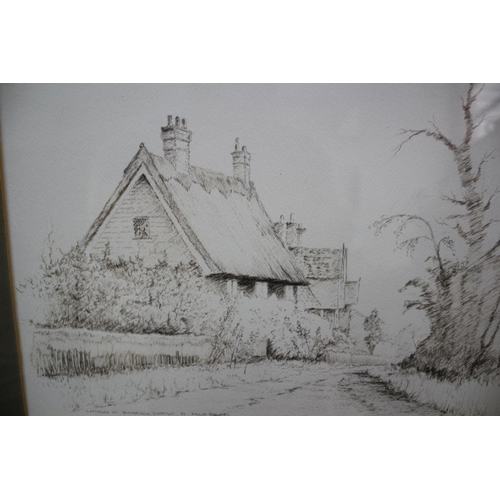 41 - Pencil drawing of ‘Cottages at Blythburg, Suffolk’ , signed David Balder, 54 x 44cm