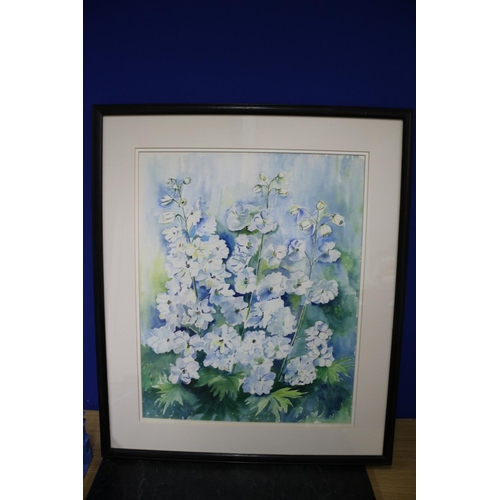 44 - Watercolour painting of flowers, signed, 56 x 66cm