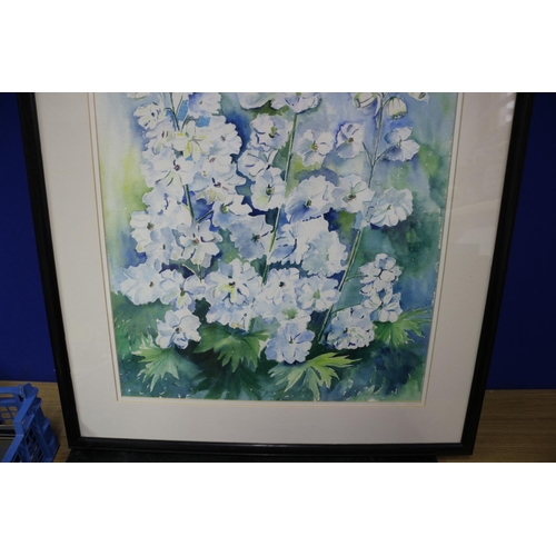 44 - Watercolour painting of flowers, signed, 56 x 66cm