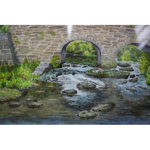 47 - Watercolour of bridge and river, Signed Eric R Larry, 40 x 31.5cm