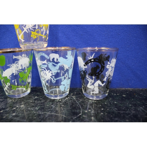 190 - 7 Mid Century Shot Glasses, Kingfisher & Sea Scenes