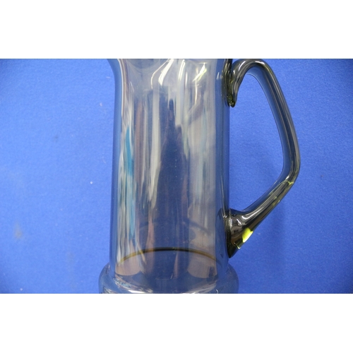 193 - Pitcher / Jug, Smoky Glass, 30cm Tall - Believed to be from Hortensja, Poland, 1930'40's