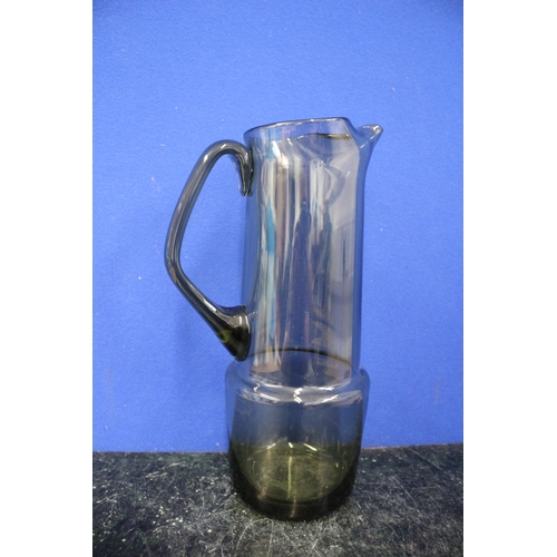 193 - Pitcher / Jug, Smoky Glass, 30cm Tall - Believed to be from Hortensja, Poland, 1930'40's