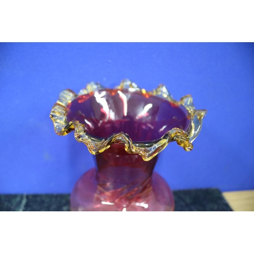 198 - Amberina Rare Hand Blown Victorian Vase, 25.5cm