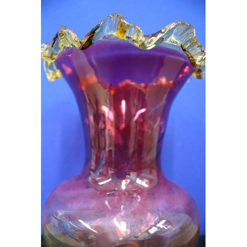 198 - Amberina Rare Hand Blown Victorian Vase, 25.5cm