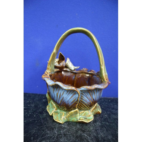 201 - Antique Majolica Bird Basket