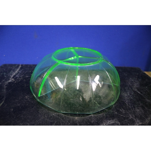 218 - Uranium Glass Nibbles Bowl, 24cm Diameter