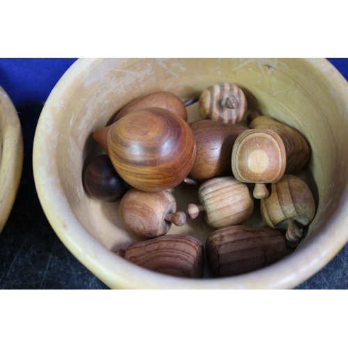 237 - Selection of Turned Wooden Bowls and Fruit