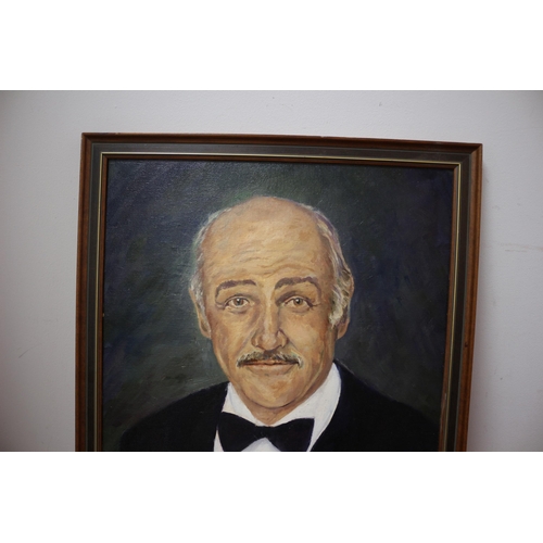 256 - Well Executed Framed Oil on Board, Signed Albert J Daniels of Sean Connery , 1990, 40 x 50cm