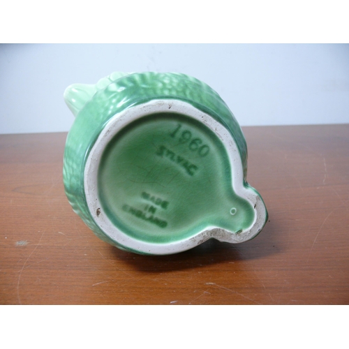 270 - 1960 Sylvac Green Crackle Glaze Crane Jug, 27cm