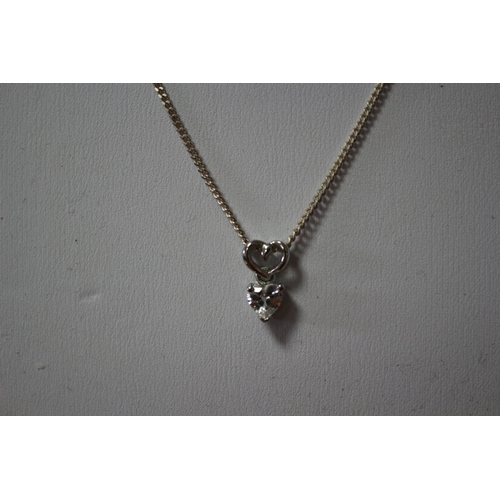 276 - Silver Necklace with Heart Gem Pendant