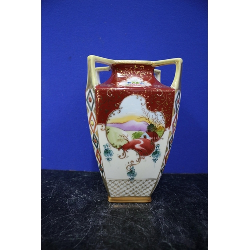 308 - Hand Painted Square 'Nippon' Marked Vase Dating Between 1891 & 1921