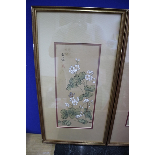 316 - Pair of Oriental Art in Frames with Character Marks, 30 x 58