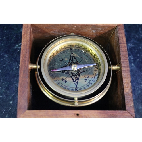 339 - Nautical Compass in Wooden Box