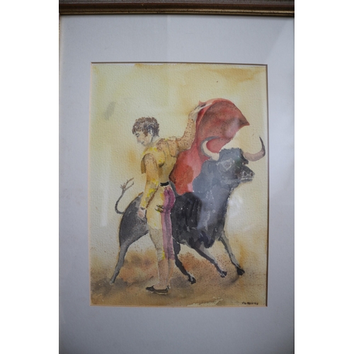 342 - The Bull Fighter, Peter Gull, Watercolour, 33 x 46 cm