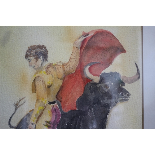 342 - The Bull Fighter, Peter Gull, Watercolour, 33 x 46 cm