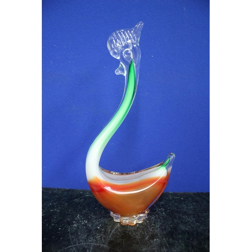 348 - Decorative Coloured Glass Bird, Murano Style, 30cm Tall