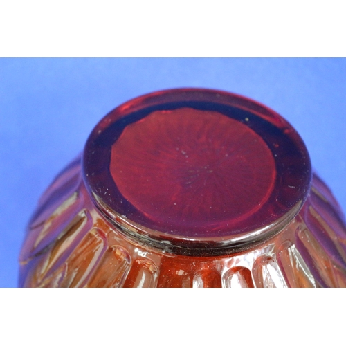 349 - Brown Ribbed Glass Vase, 34.5cm Tall