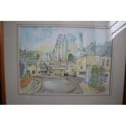 370 - Corfe Castle- Dorset,1998 By Sonia Webb, Watercolour. 53 x 43 cm