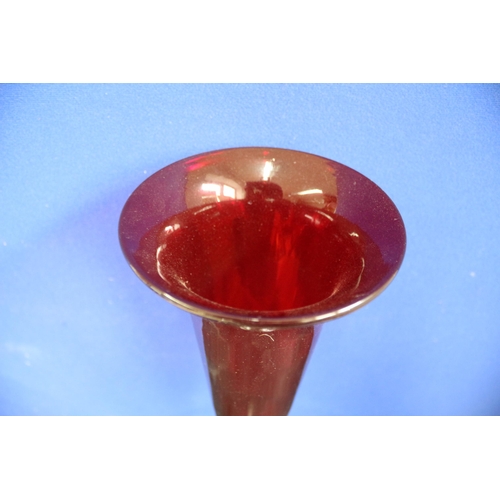 399 - Large Red Glass Vase, 41cm Tall