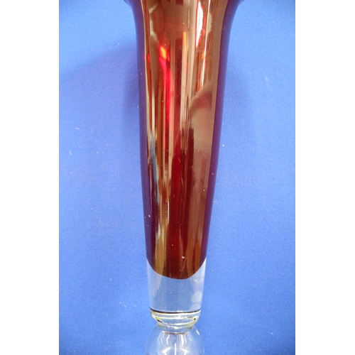 399 - Large Red Glass Vase, 41cm Tall