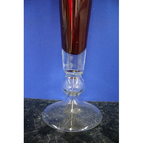 399 - Large Red Glass Vase, 41cm Tall