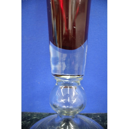 399 - Large Red Glass Vase, 41cm Tall