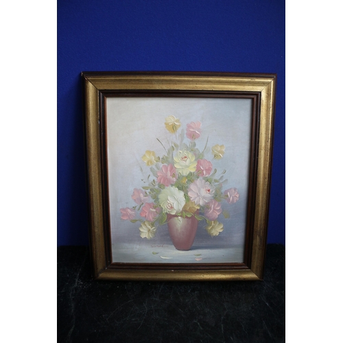 401 - Oil of Flowers in Vase, 38 x 33cm Signed Soreal