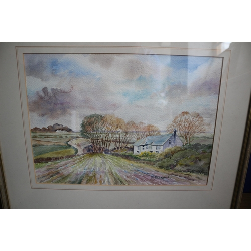 402 - Watercolour, Field with a House, 50 x 41cm - Signed W. Sharples