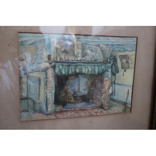 409 - Watercolour of Fire Place, Loose Frame, 4. x 33cm