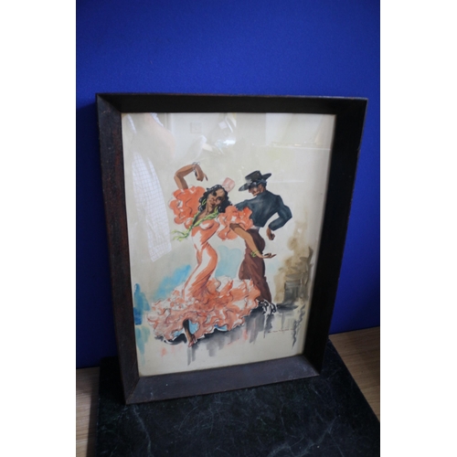 412 - Watercolour & Charcoal of Flamenco Dancers, 39.5 x 54.5 cm