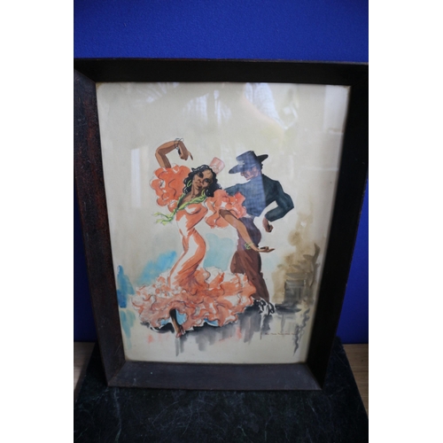 412 - Watercolour & Charcoal of Flamenco Dancers, 39.5 x 54.5 cm