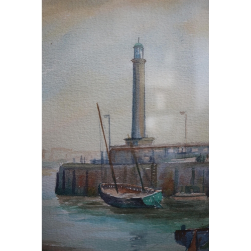 418 - Watercolour of Margate Harbour, by Mr C George. 38 x 33cm