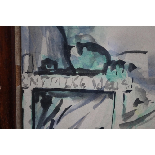 420 - Watercolour of House by John Marton, 31 x 49.5cm