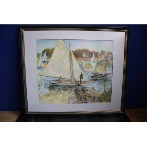 427 - Signed Watercolour of Boats, Possibly signed Lionel, 48 x 40cm