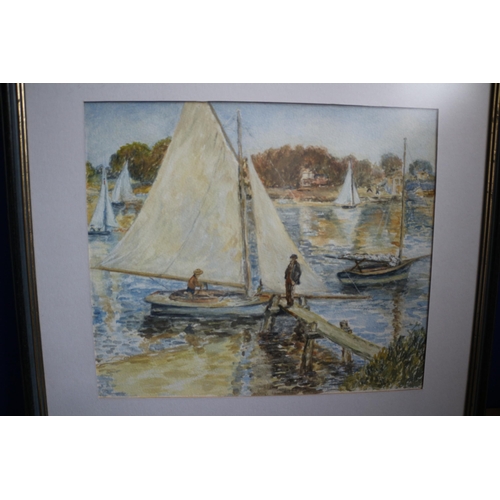 427 - Signed Watercolour of Boats, Possibly signed Lionel, 48 x 40cm