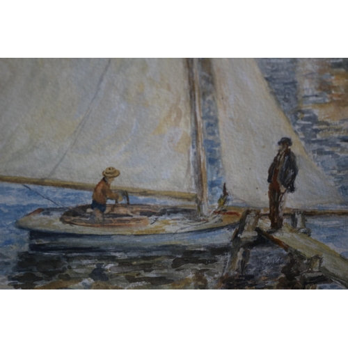 427 - Signed Watercolour of Boats, Possibly signed Lionel, 48 x 40cm