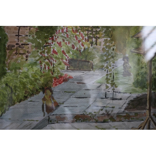 428 - Signed Watercolour of Garden, Paul Hully, 50 x 40cm